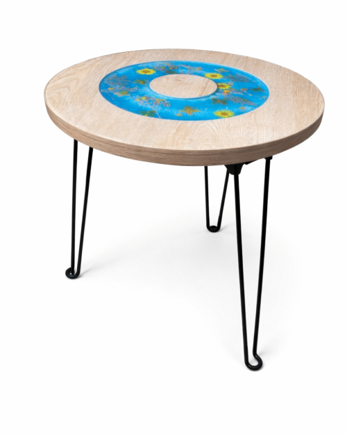 Handcrafted epoxy resin inlay side table