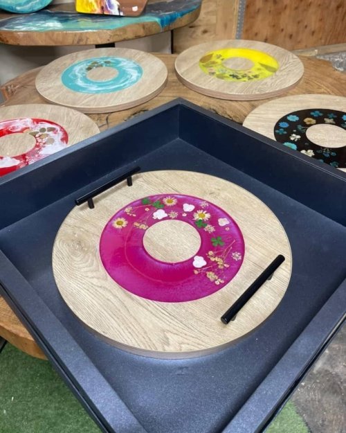 Handcrafted Floral Resin Tray